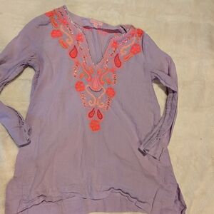 Lilly Pulitzer Purple Embellished 3/4 Sleeve Tunic
